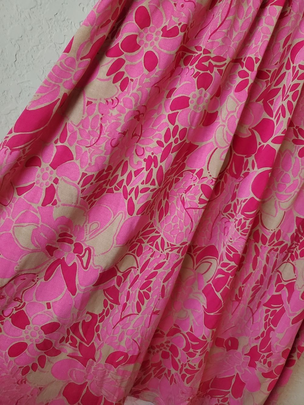 VTG Lilly Pulitzer 100% Silk Floral Dress - Pink & Beige V-Neck (Size 0) - Picture 6 of 9